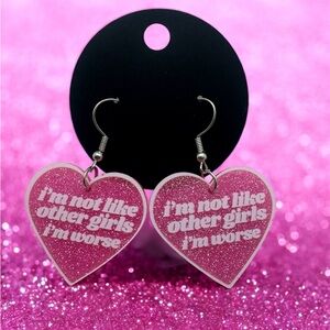 Pink Heart Statement Earrings